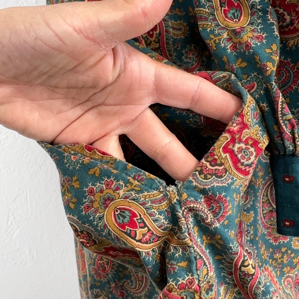 Vintage J Jill Cottagecore Prairie Peasant Midi Dress Sz XL Paisley Cotton - Picture 6 of 10